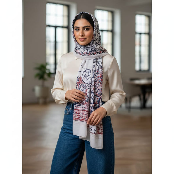Chiffon Chic Women’s Scarf – Abstract Blue
