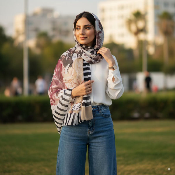 Chiffon Modern Women’s Scarf – Linear Motion