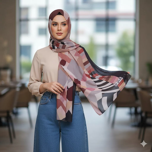 Chiffon Stylish Women’s Scarf – Marble Effect