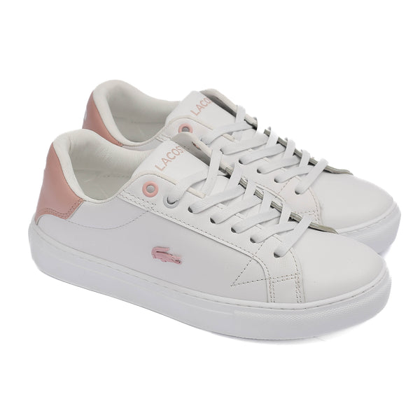 White la coste Sneakers with Pink Accents