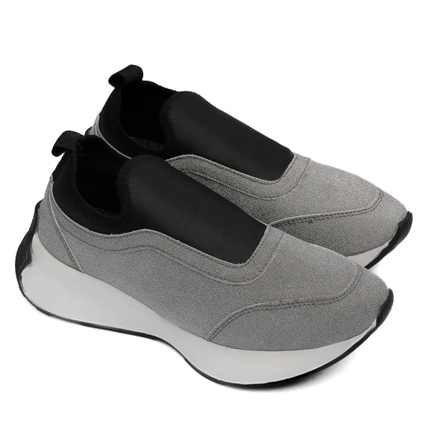 Gray Glitter Slip-On Sneakers