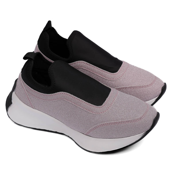 Pink Glitter Slip-On Sneakers