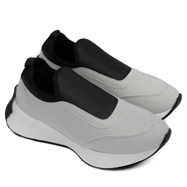 sillver Glitter Slip-On Sneakers