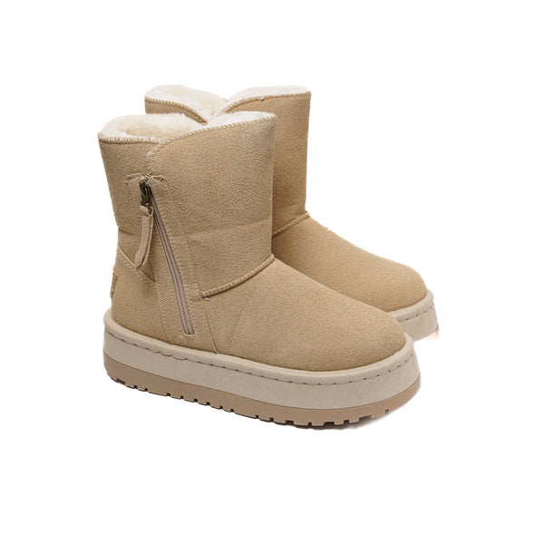 Suede UGG Winter Boots with Side Zipper
