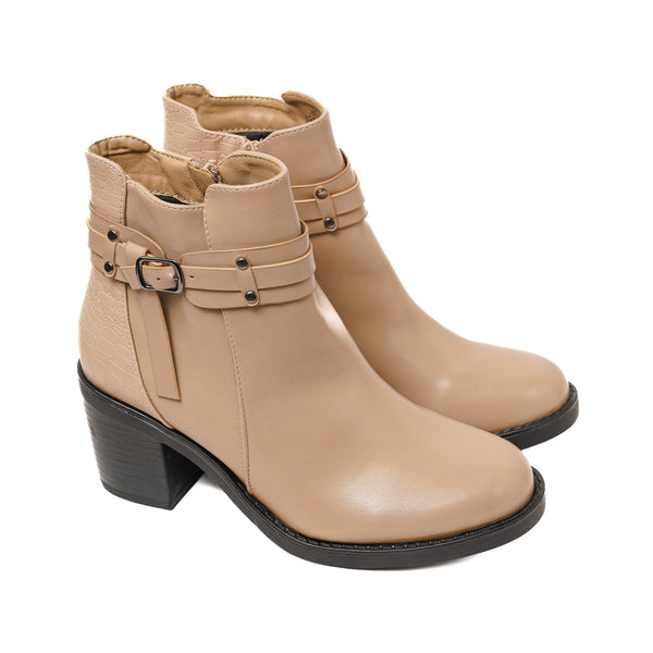 Elegant Wedge Ankle Boots -A283 Beige