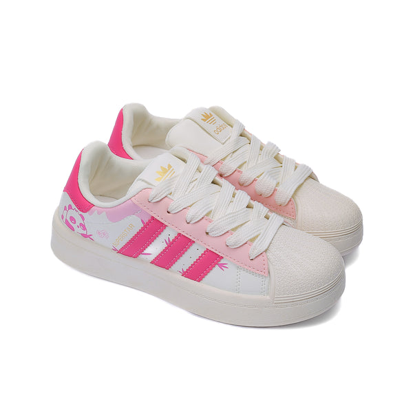 Women's Lace-up Sneaker in white and Pink