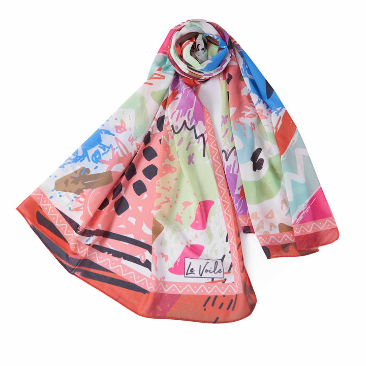 Chiffon Trendy Women’s Scarf – Geometric Print