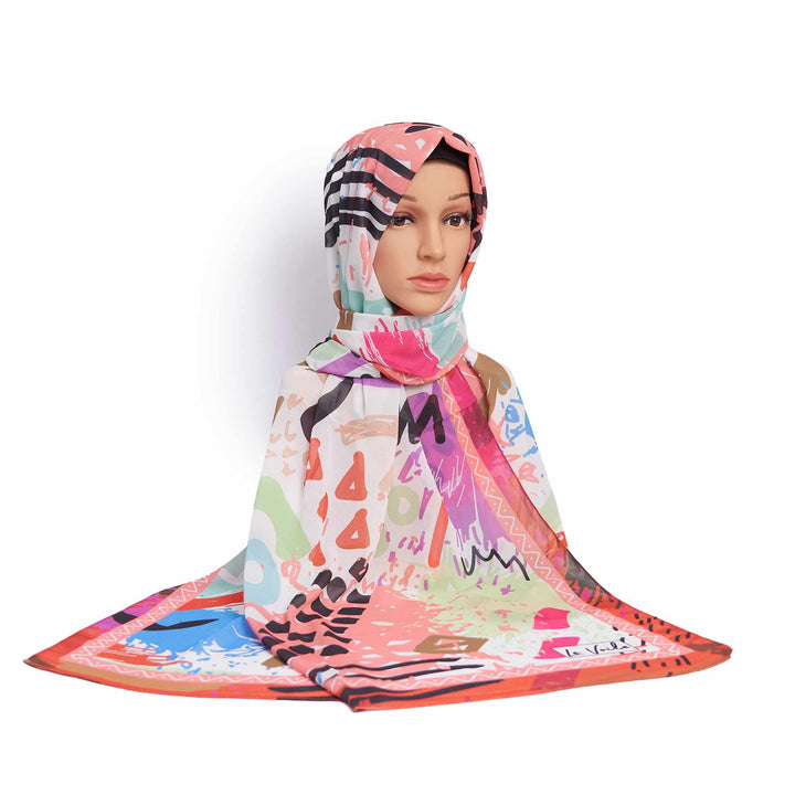 Chiffon Trendy Women’s Scarf – Geometric Print