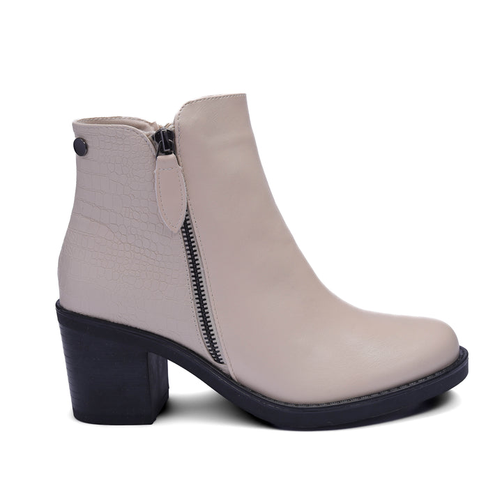 Classic leather ankle boots-BEIGE
