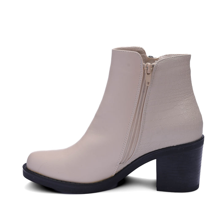 Classic leather ankle boots-BEIGE