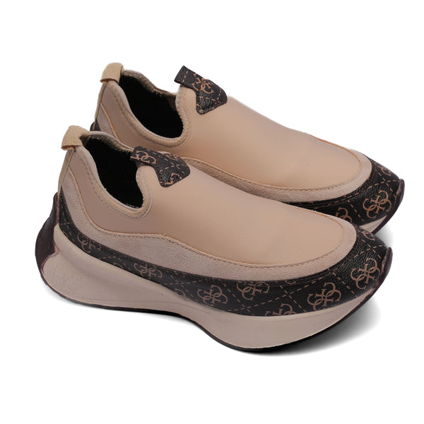 Beig Printed Slip-On Sneakers
