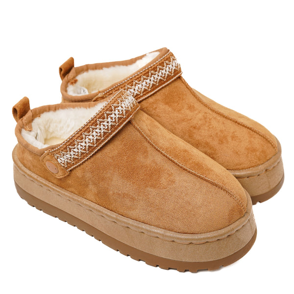Casual Warm Winter Clogs Model M632 in Camel