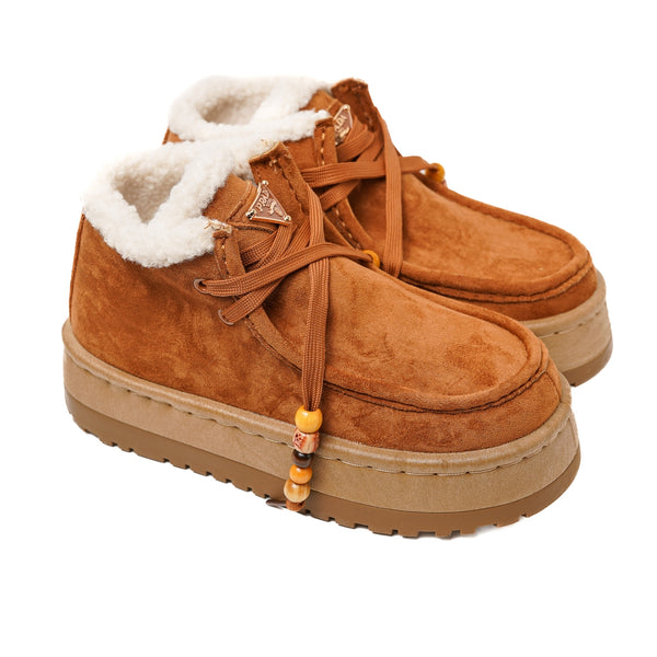 Cozy UGG-Style Suede Winter Boot –Camel