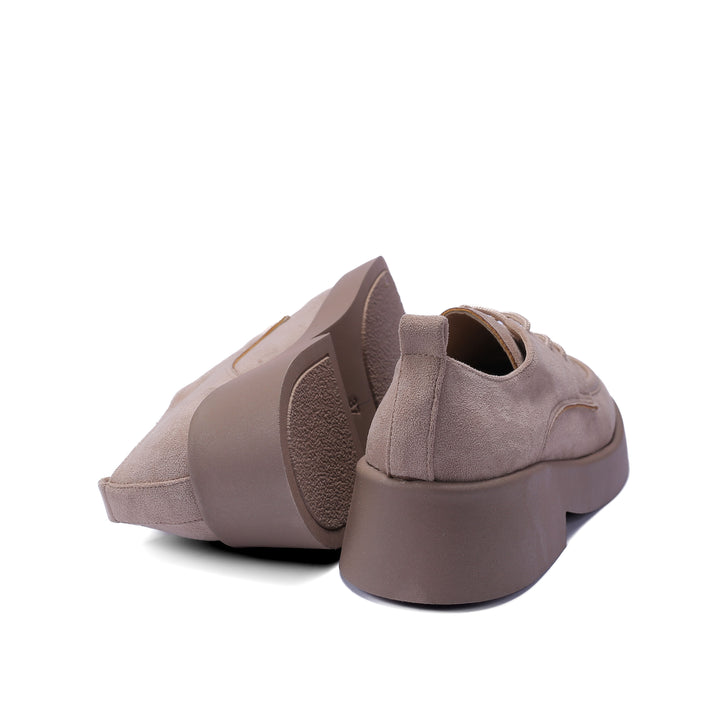 Suede Thick Sole Lace Up Women's Loafers, caffe