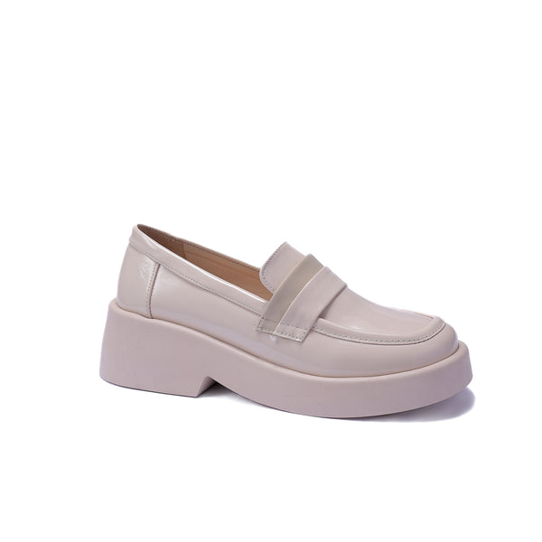 Classic Leather Loafers with Soft Slip, Beige