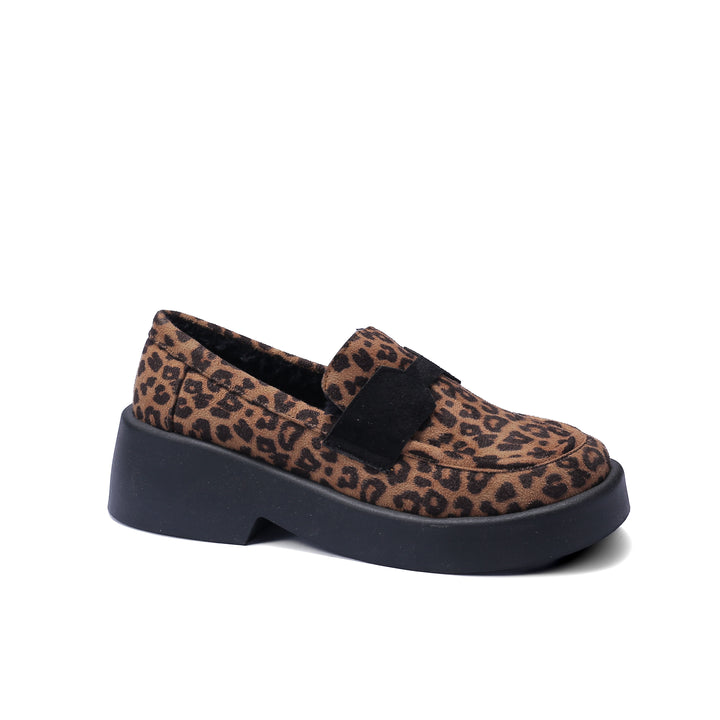 Suede Thick Sole Women's Loafers, Tiger