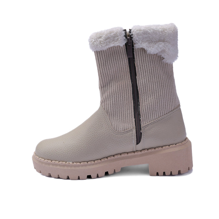 Winter Boots Lined with Faux Fur-Beige