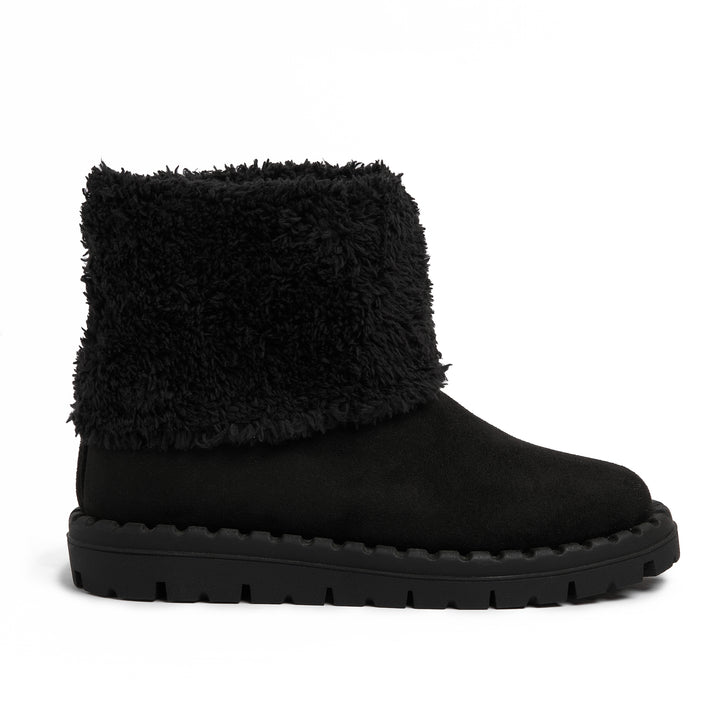 Overlay Sherpa-Covered Winter Boots - Black