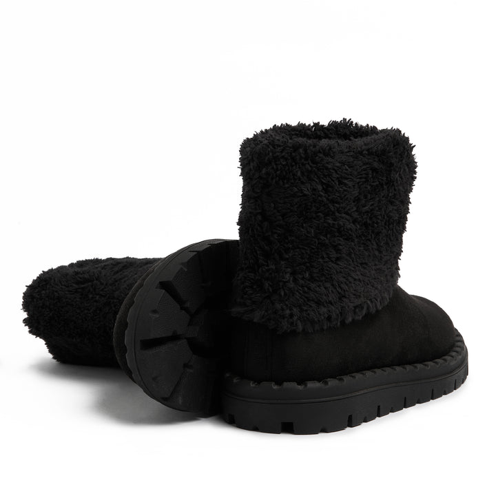 Overlay Sherpa-Covered Winter Boots - Black