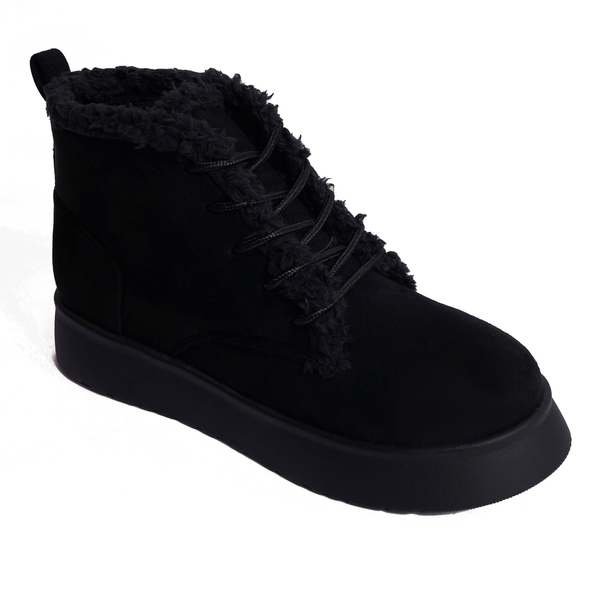 Lace Up Ankle Boot With Sherpa Trim