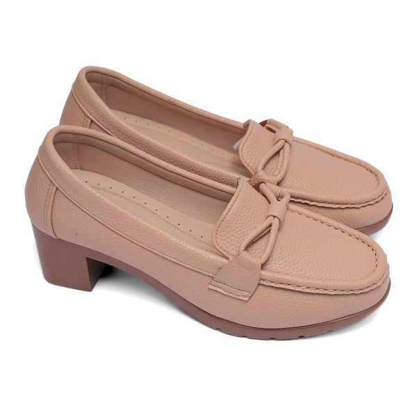 Elegant Block Heel Loafers-Caffe